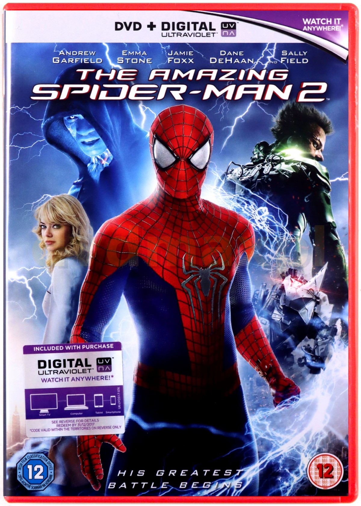  The Amazing Spider-Man 2 (Blu-ray/DVD) : Andrew Garfield, Emma  Stone, Jamie Foxx, Dane DeHaan, Colm Feore, Felicity Jones, Paul Giamatti,  Sally Field, Embeth Davidtz, Campbell Scott, Marton Csokas, Louis Cancelmi,  Max