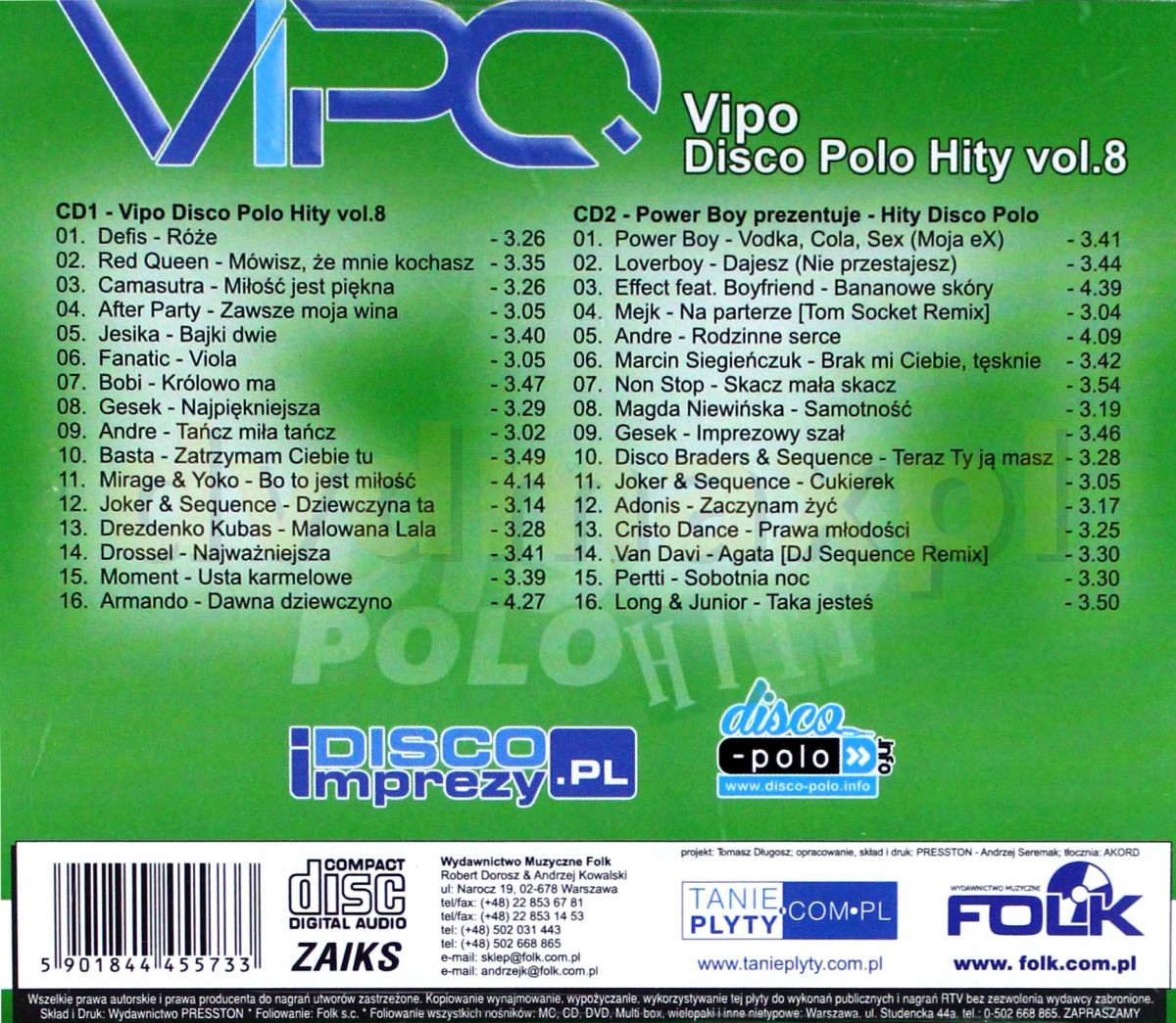 Sklep Punkt44.pl | Disco na Topie vol. 1 / TOP 20 Najlepsze Hity Disco Polo  vol. 3 / Vipo Disco Polo Hity vol. 8 Pakiet [6CD]