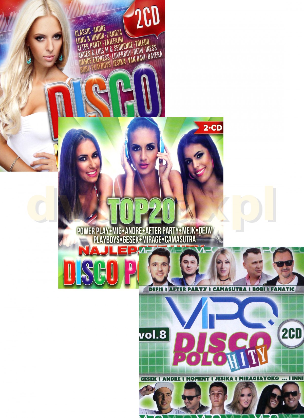 Sklep Punkt44.pl | Disco na Topie vol. 1 / TOP 20 Najlepsze Hity Disco Polo  vol. 3 / Vipo Disco Polo Hity vol. 8 Pakiet [6CD]