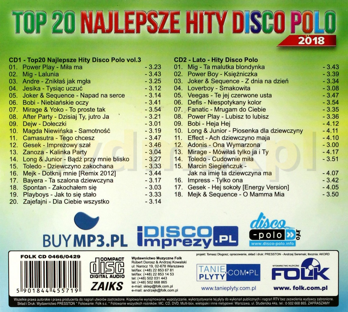 Sklep Punkt44.pl | Disco na Topie vol. 1 / TOP 20 Najlepsze Hity Disco Polo  vol. 3 / Vipo Disco Polo Hity vol. 8 Pakiet [6CD]